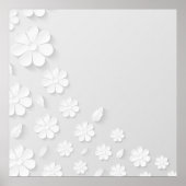 Witte achtergrond papierbloem poster (Voorkant)