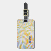 Witte achtergrond pastelgolf patroon bagagelabel (Voorkant verticaal)