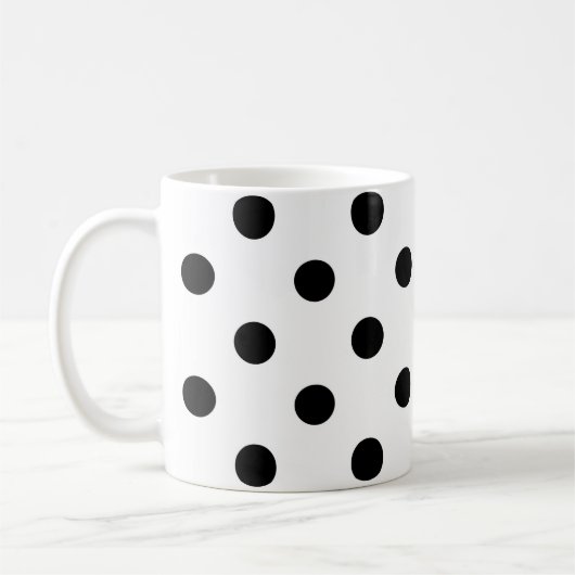 Witte achtergrond Polka Dots Design Koffiemok (Links)