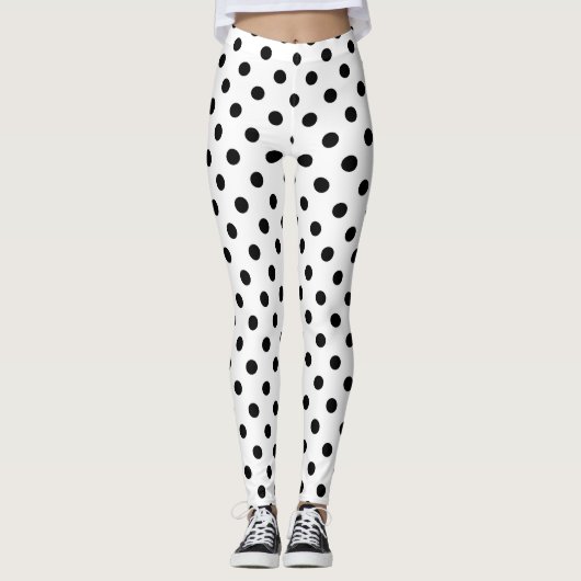 Witte achtergrond Polka Dots Design Leggings (Voorkant)