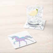 Witte achtergrond Regenboogkleur Unicorn Onderzett Kartonnen Onderzetters (Insitu)