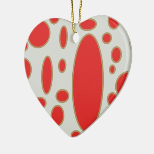 witte achtergrond rode cirkel keramisch ornament (Links)