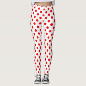 Witte achtergrond Rode stippen Leggings (Voorkant)