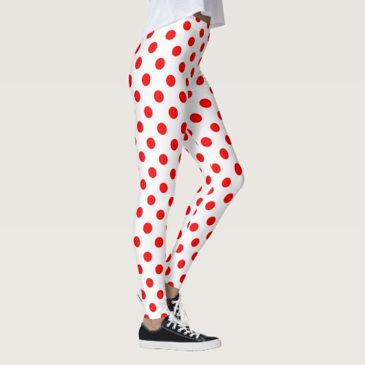 Witte achtergrond Rode stippen Leggings (Rechts)