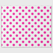 Witte achtergrond roze polka stippen cadeaupapier (Vlak)