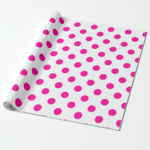 Witte achtergrond roze polka stippen cadeaupapier