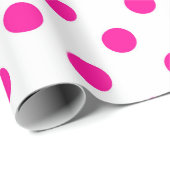 Witte achtergrond roze polka stippen cadeaupapier (Rol Hoek)