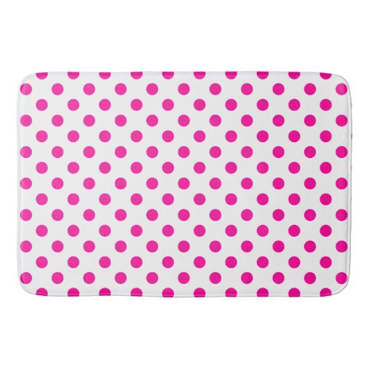 Witte achtergrond roze stippen badmat (Voorkant)