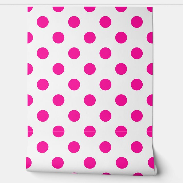 Witte achtergrond roze stippen behang (Afrollen)