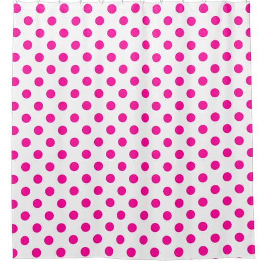 Witte achtergrond roze stippen douchegordijn (Voorkant)