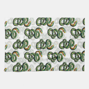 Witte Achtergrond Slangenpatroon Ontwerp Theedoek