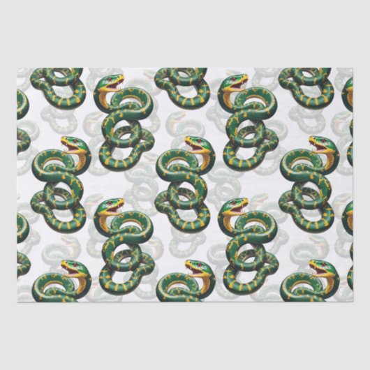 Witte Achtergrond Slangenpatroon Ontwerp Tissuepapier (Voorkant)