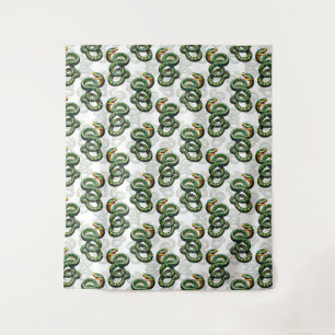 Witte Achtergrond Slangenpatroon Ontwerp Wandkleed