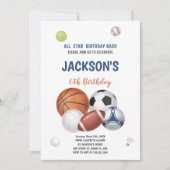 Witte achtergrond Sport Verjaardag Uitnodiging (Voorkant)