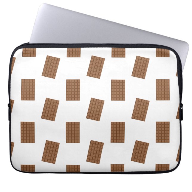 Witte achtergrond van chocolade-bars laptop sleeve (Voorkant)