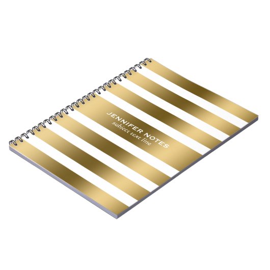Witte achtergrond van Elegant Gold Stripes Notitieboek (Linkerzijde)