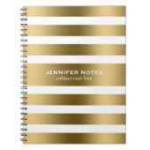 Witte achtergrond van Elegant Gold Stripes Notitieboek (Voorkant)