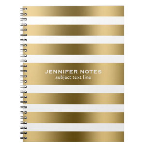 Witte achtergrond van Elegant Gold Stripes Notitieboek