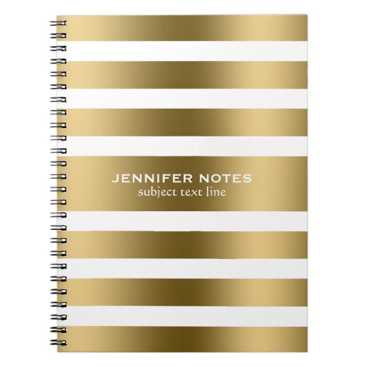 Witte achtergrond van Elegant Gold Stripes Notitieboek (Voorkant)