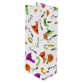 Witte achtergrond van Halloween Pattern Wijn Cadeautas (Voorkant Gekanteld)
