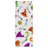 Witte achtergrond van Halloween Pattern Wijn Cadeautas (Voorkant)