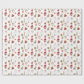 Witte achtergrond van kleurrijke kerstsymbolen cadeaupapier (Vlak)