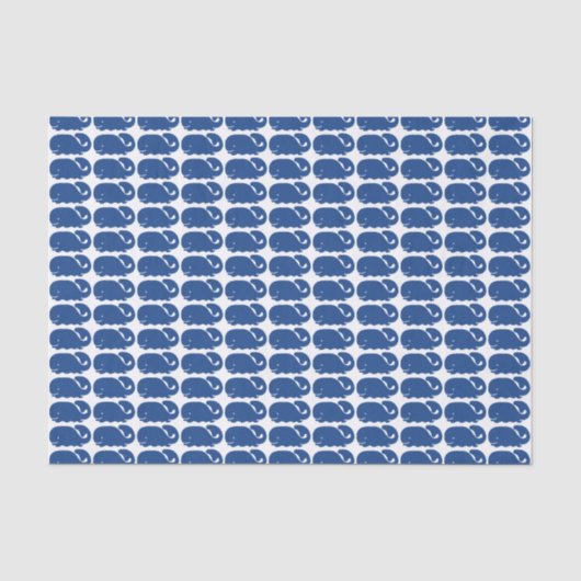 Witte achtergrond voor blauwe, preppy-walvis tissuepapier (Voorkant)