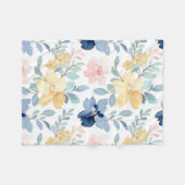 Witte achtergrond Waterverf bloemontwerp Fleece Deken (Voorkant (Horizontaal))