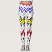 Witte achtergrond zigzag multi kleur Legging ontwe (Voorkant)