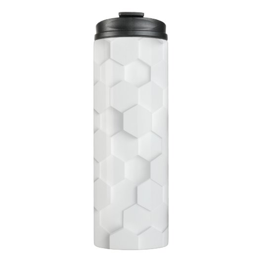 Witte achtergrondstructuur. 3d afbeelding, 3d ing. thermosbeker (Voorkant)