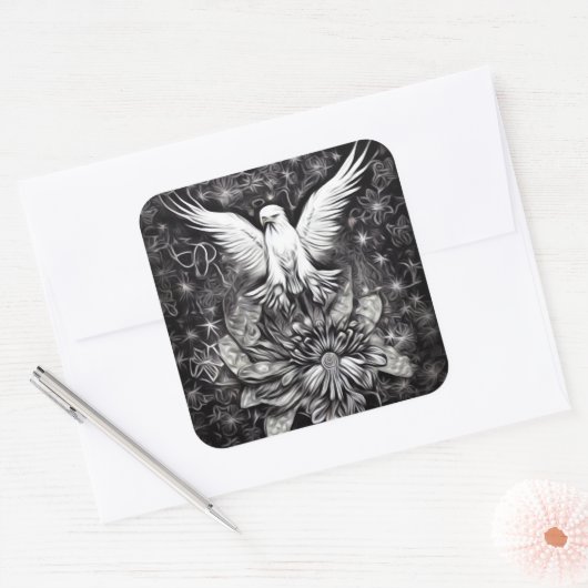 Witte adelaar vierkante sticker (Envelop)