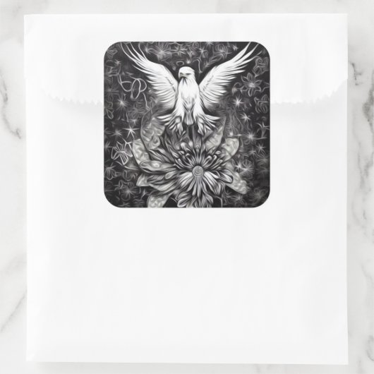 Witte adelaar vierkante sticker (Tas)