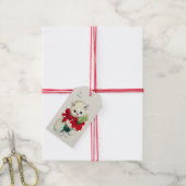 Witte Adorable Retro Kerst Katje Rood Lint  Cadeaulabel (Met Touw)