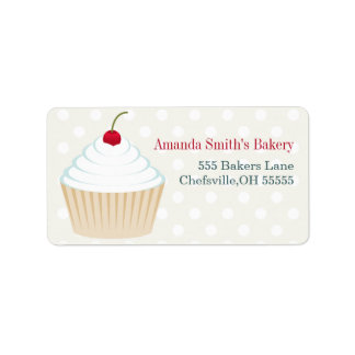 Witte Adresetiketten van cupcake Etiket