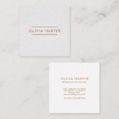 Witte afbeelding | Minimale lederen blik Vierkante Visitekaartje (Voorkant / Achterkant)