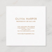 Witte afbeelding | Minimale lederen blik Vierkante Visitekaartje (Achterkant)