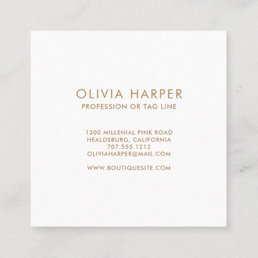 Witte afbeelding | Minimale lederen blik Vierkante Visitekaartje (Achterkant)