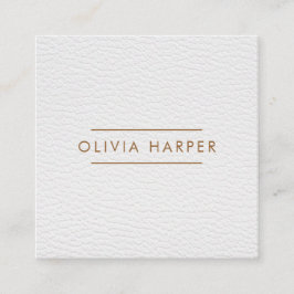 Witte afbeelding | Minimale lederen blik Vierkante Visitekaartje