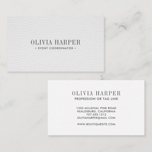 Witte afbeelding | Plain Elegant Leather Kijk Visitekaartje (Voorkant / Achterkant)