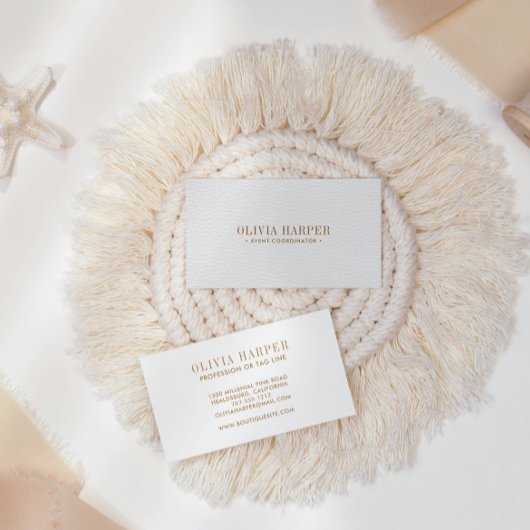 Witte afbeelding | Plain Elegant Leather Kijk Visitekaartje