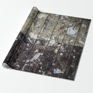 Witte afdruk op bruin hout cadeaupapier