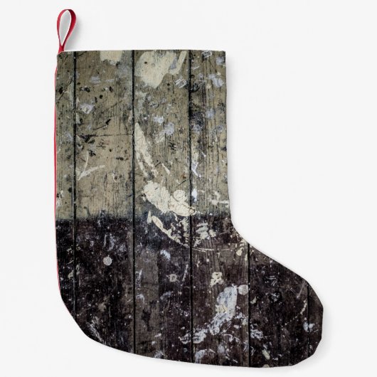 Witte afdruk op bruin hout kleine kerstsok (Voorkant)