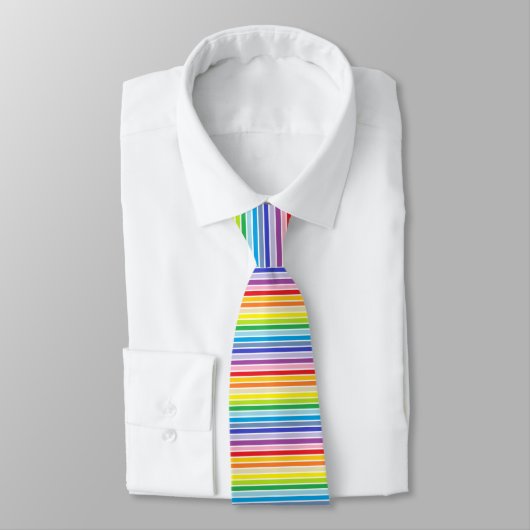 Witte afgebeelde brederspectrum regenboogstrips stropdas (Gebonden)