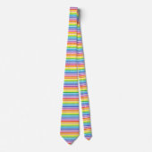 Witte afgebeelde brederspectrum regenboogstrips stropdas (Voorkant)
