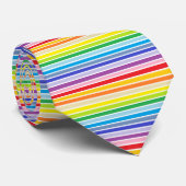 Witte afgebeelde brederspectrum regenboogstrips stropdas (Opgerold)