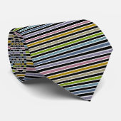 Witte afgebeelde statische regenboogstrips stropdas (Opgerold)