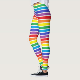 Witte afgedekte regenboogstrips leggings