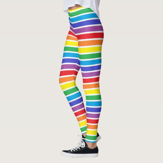 Witte afgedekte regenboogstrips leggings (Links)
