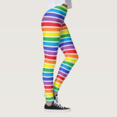Witte afgedekte regenboogstrips leggings (Rechts)