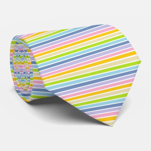 Witte afgedekte regenboogstrips stropdas (Opgerold)